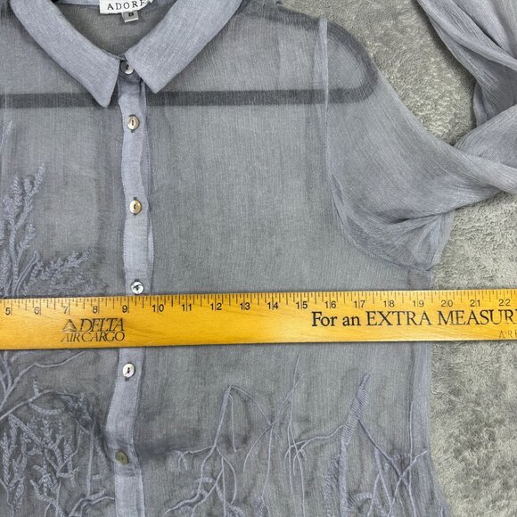 Ethereal Sheer Button Down Tunic Blouse Womens Embroidered Top Fairy Whimsigoth - Picture 12 of 12